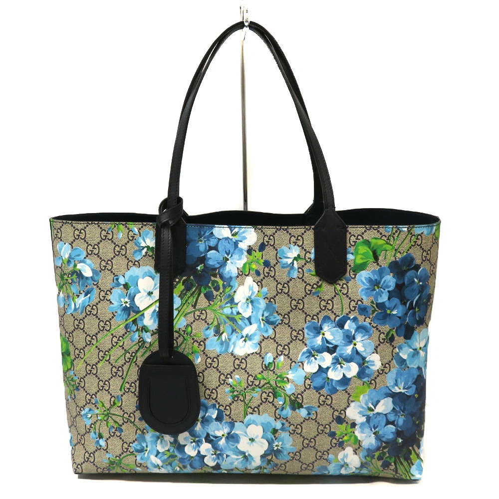 GUCCI GG Blooms Reversible Tote Bag Supreme Beige Blue Floral
